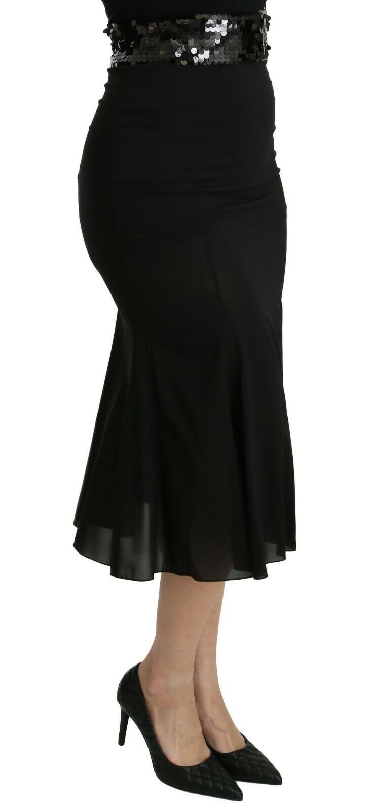 Dolce & Gabbana Chic High Waist Black Silk Blend Skirt - Elegance Online Limited