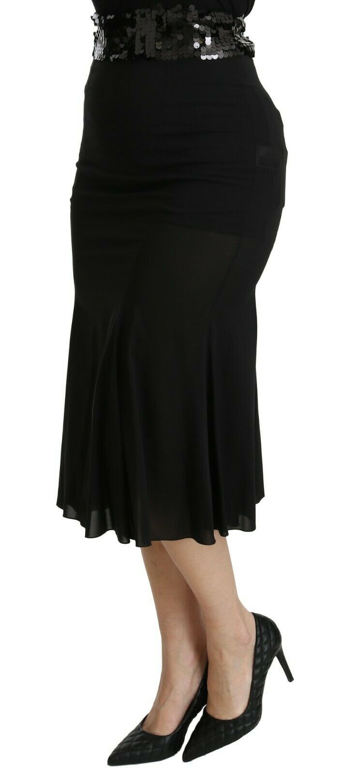 Dolce & Gabbana Chic High Waist Black Silk Blend Skirt - Elegance Online Limited