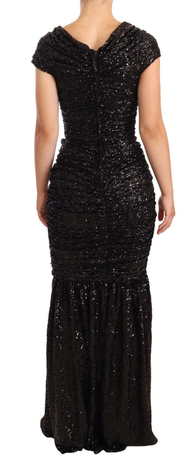 Dolce & Gabbana Elegant Black Sequined Open Shoulder Gown - Elegance Online Limited