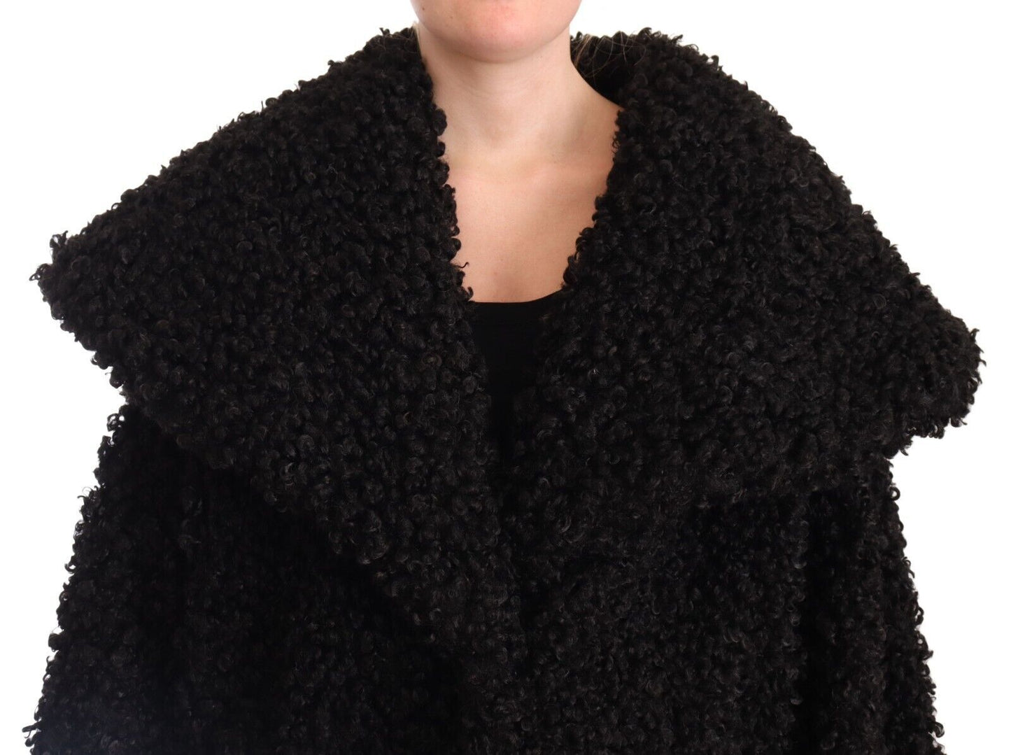 Dolce & Gabbana Elegant Black Fur Cape Trench Coat - Elegance Online Limited