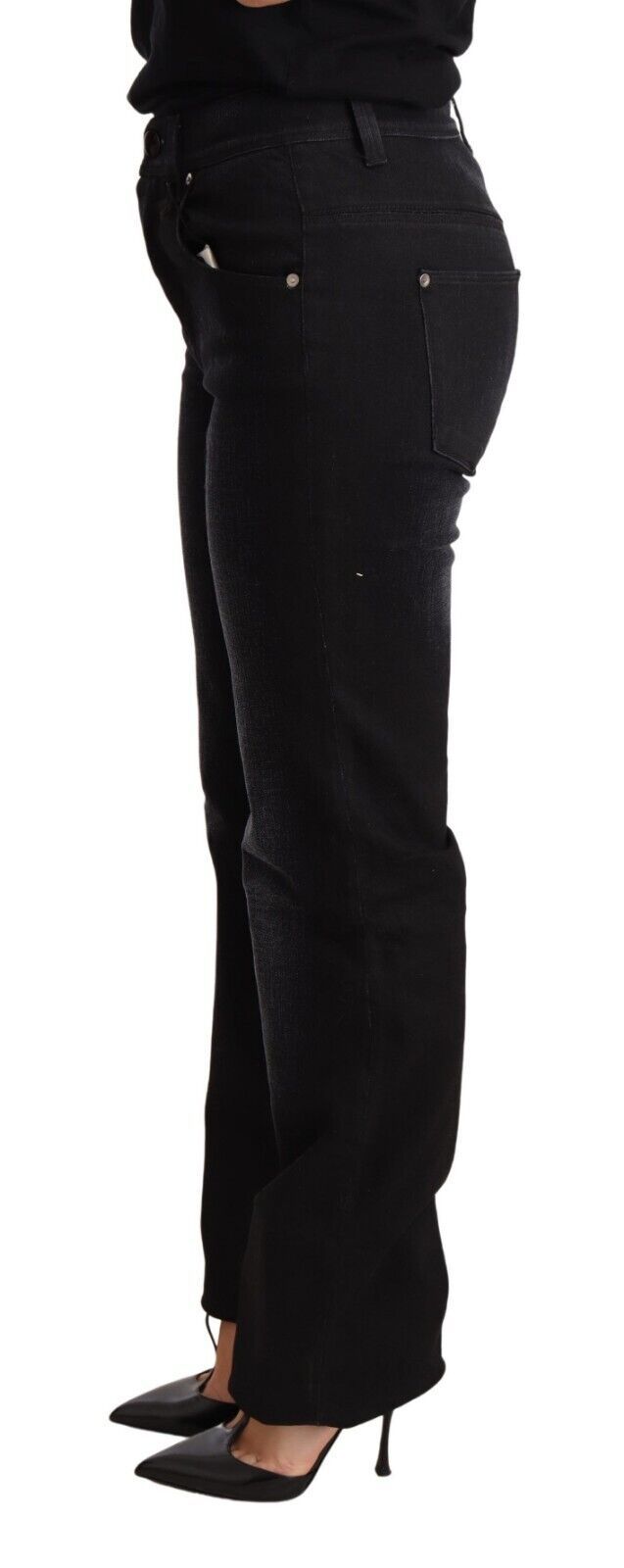 Ermanno Scervino Chic Black Washed Straight Cut Jeans - Elegance Online Limited
