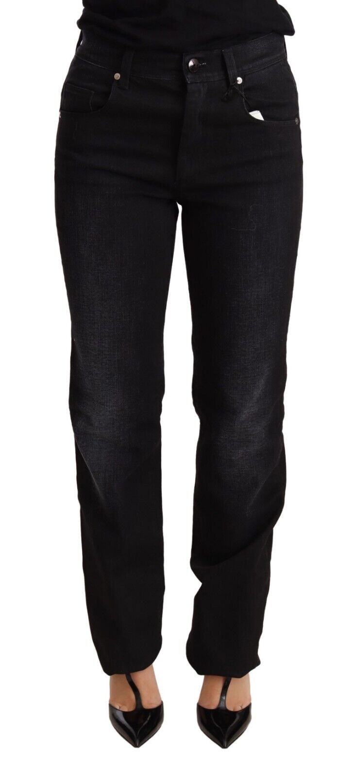 Ermanno Scervino Chic Black Washed Straight Cut Jeans - Elegance Online Limited