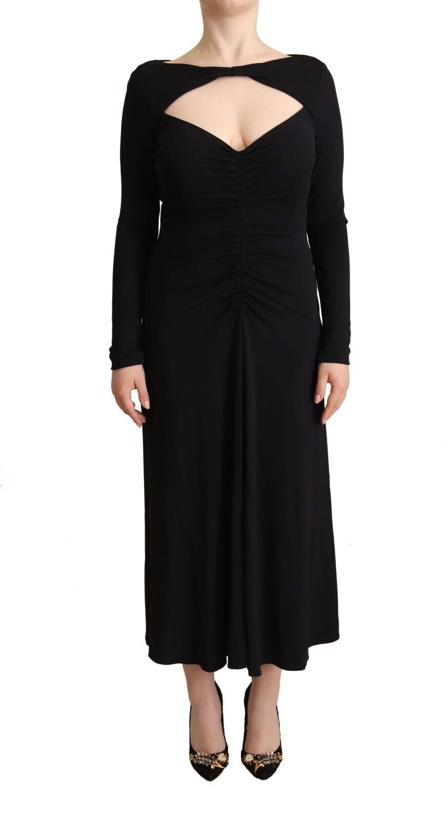 PINKO Elegant Black Nylon Stretch Maxi Dress - Elegance Online Limited