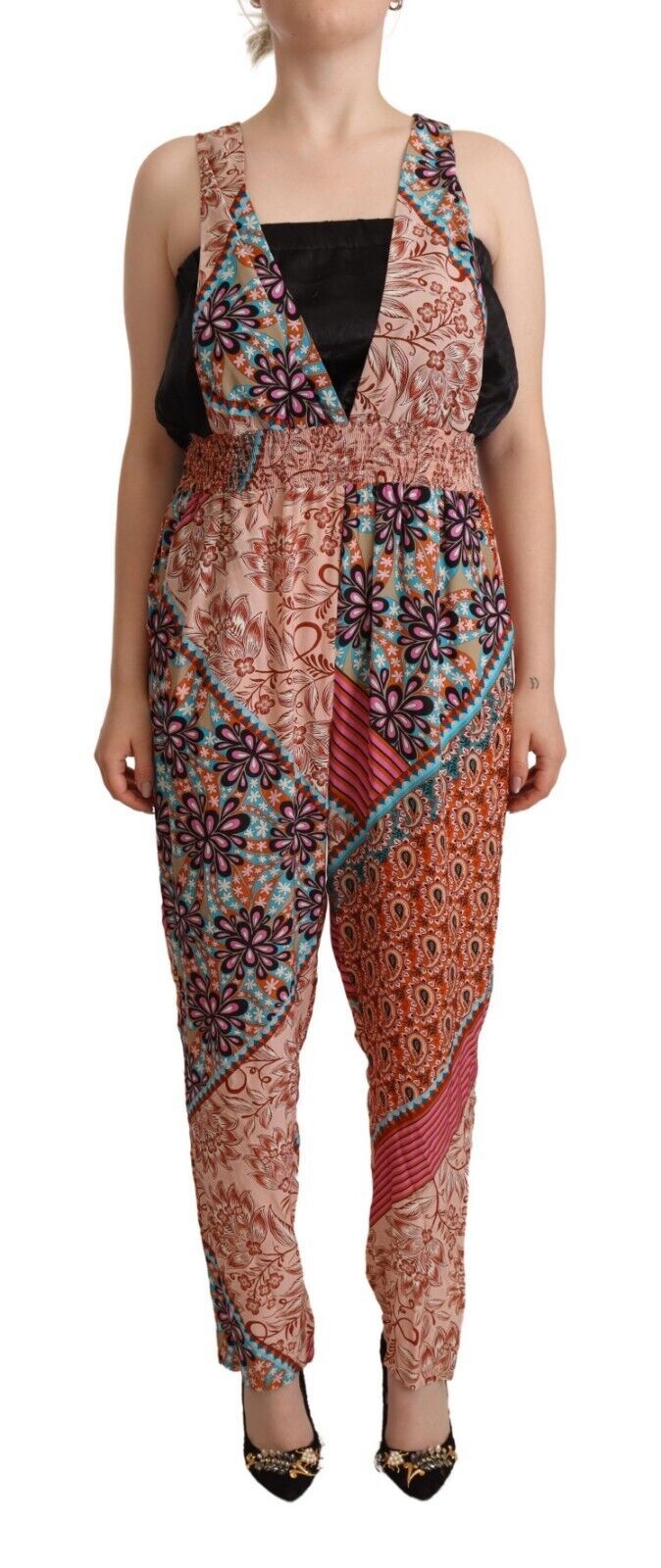 PINKO Chic Multicolor Sleeveless V-Neck Jumpsuit - Elegance Online Limited