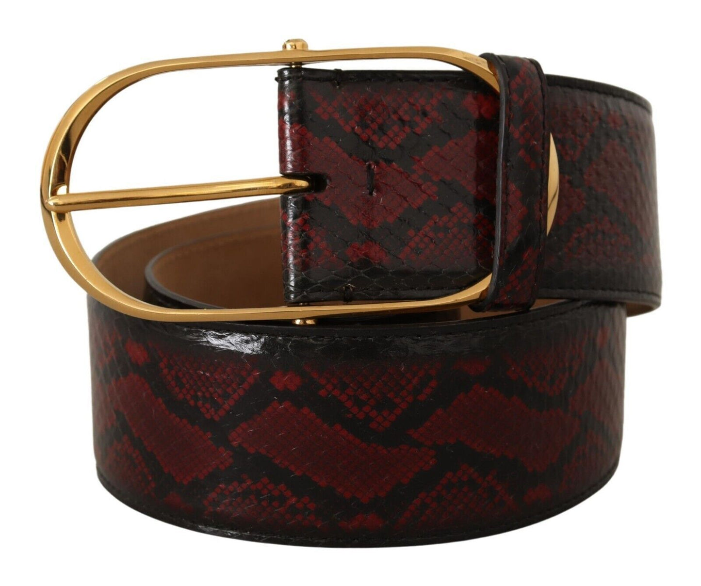 Dolce & Gabbana Elegant Red Python Leather Belt with Gold Buckle - Elegance Online Limited