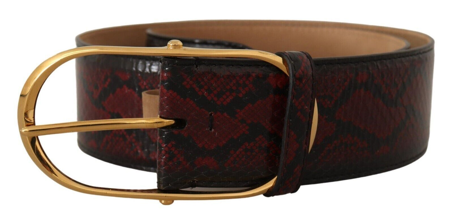 Dolce & Gabbana Elegant Red Python Leather Belt with Gold Buckle - Elegance Online Limited