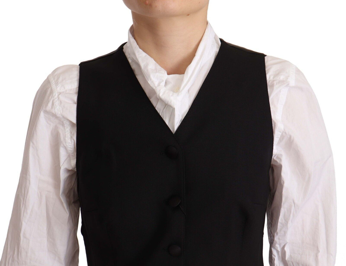 Dolce & Gabbana Elegant Black Wool Blend Waistcoat - Elegance Online Limited
