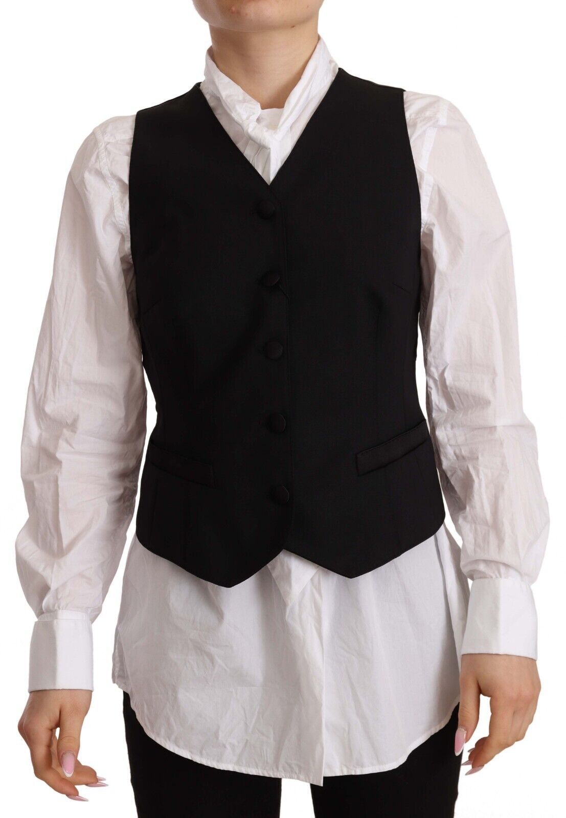 Dolce & Gabbana Elegant Black Wool Blend Waistcoat - Elegance Online Limited