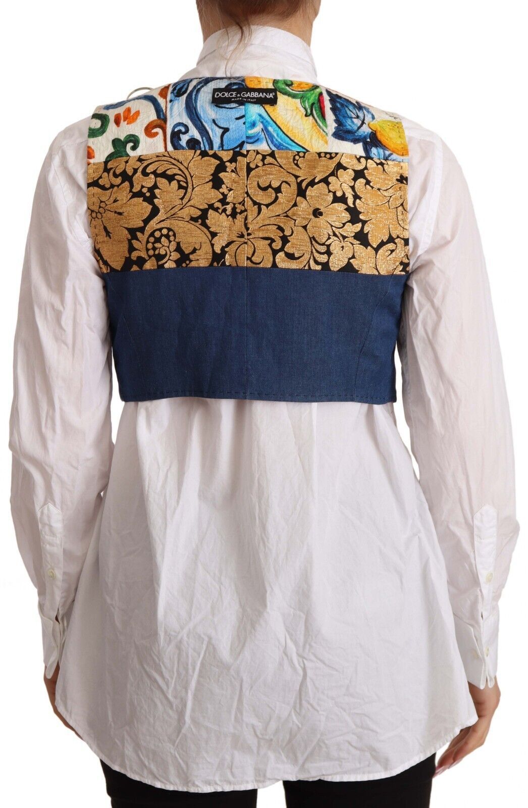 Dolce & Gabbana Multicolor Cropped Vest Top with Button Accents - Elegance Online Limited