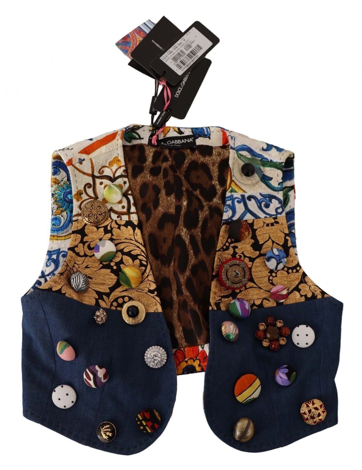 Dolce & Gabbana Multicolor Cropped Vest Top with Button Accents - Elegance Online Limited