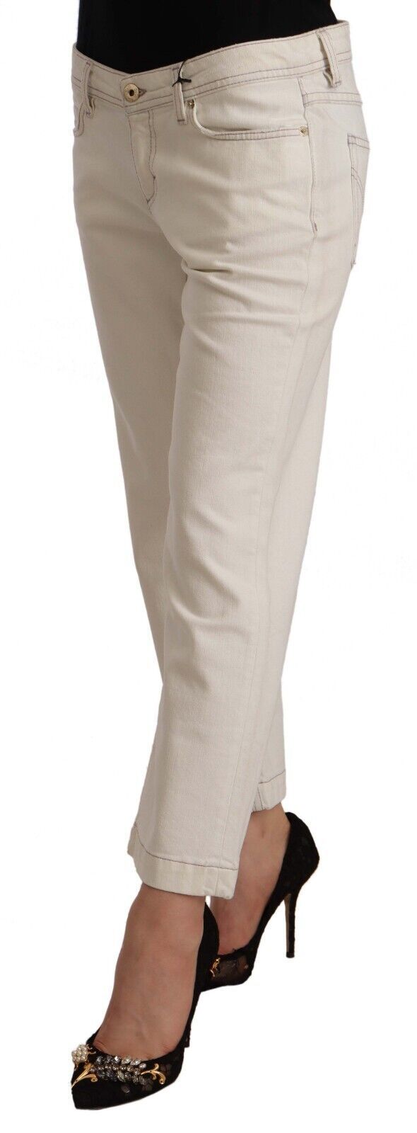 Dolce & Gabbana Chic Off-White Cropped Jeans - Fashionista Must-Have - Elegance Online Limited