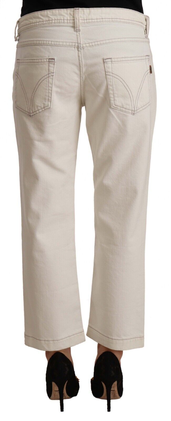Dolce & Gabbana Chic Off-White Cropped Jeans - Fashionista Must-Have - Elegance Online Limited