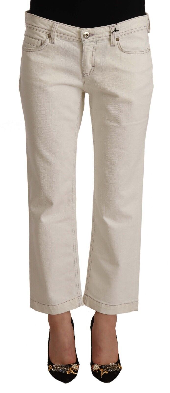 Dolce & Gabbana Chic Off-White Cropped Jeans - Fashionista Must-Have - Elegance Online Limited