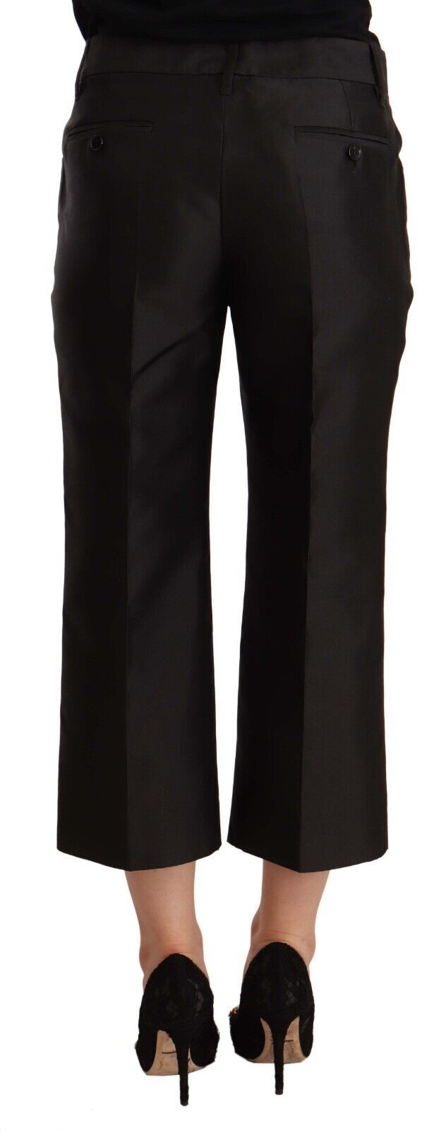 Dolce & Gabbana Chic Silk Cropped Trousers in Timeless Black - Elegance Online Limited