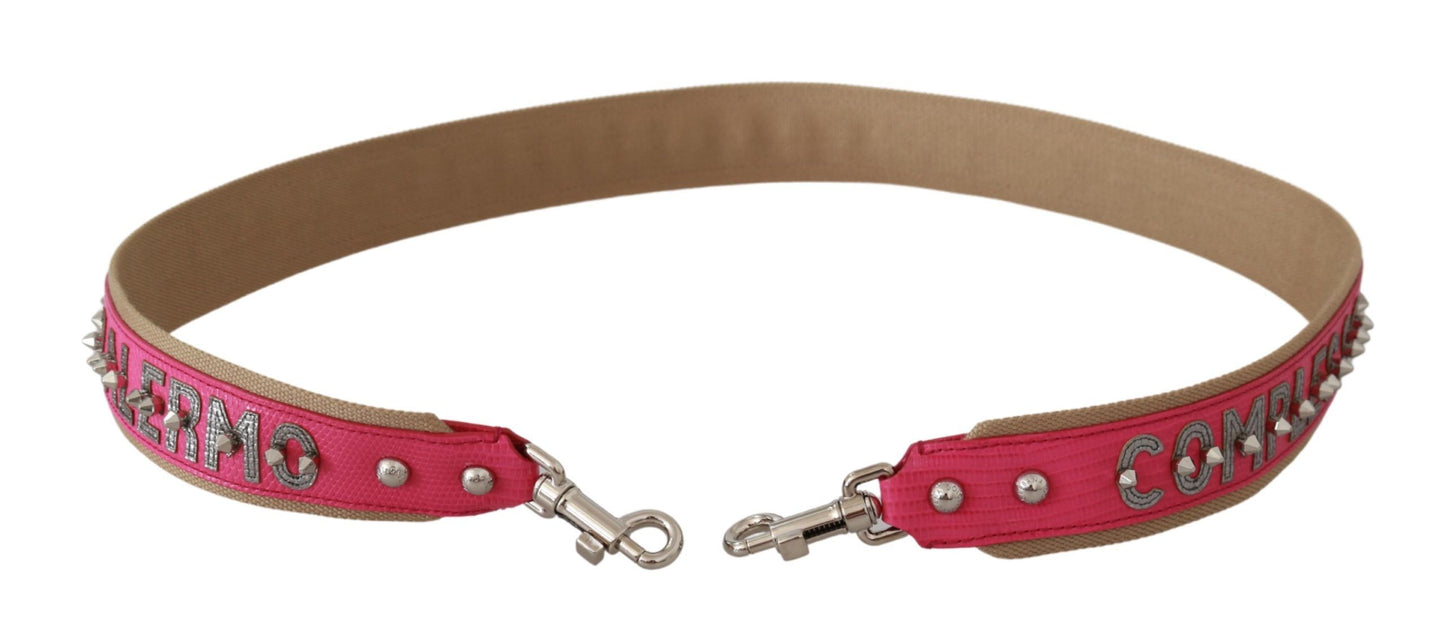 Dolce & Gabbana Pink Leather Shoulder Strap with Silver Details - Elegance Online Limited