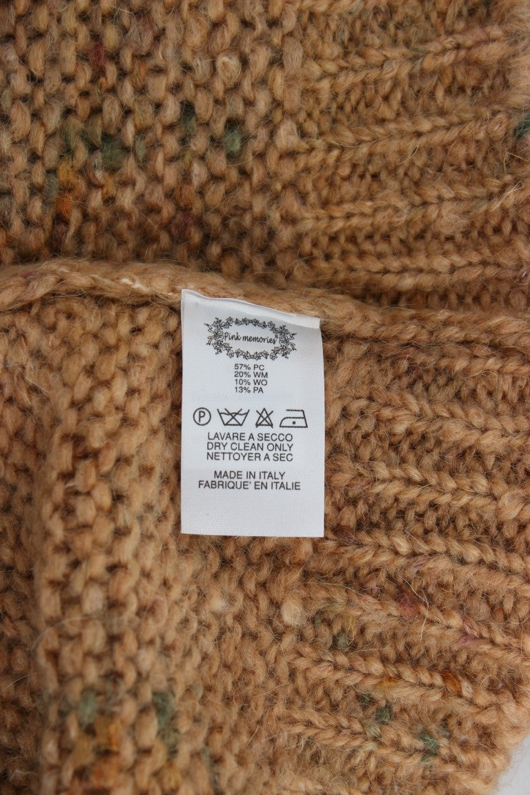 PINK MEMORIES Chic Brown Oversize Knitted V-Neck Sweater - Elegance Online Limited