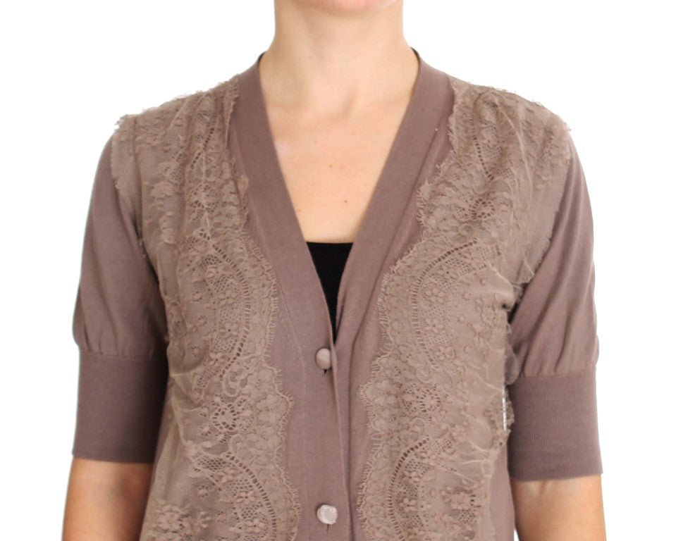PINK MEMORIES Elegant Purple Cotton Lace Cardigan Sweater - Elegance Online Limited