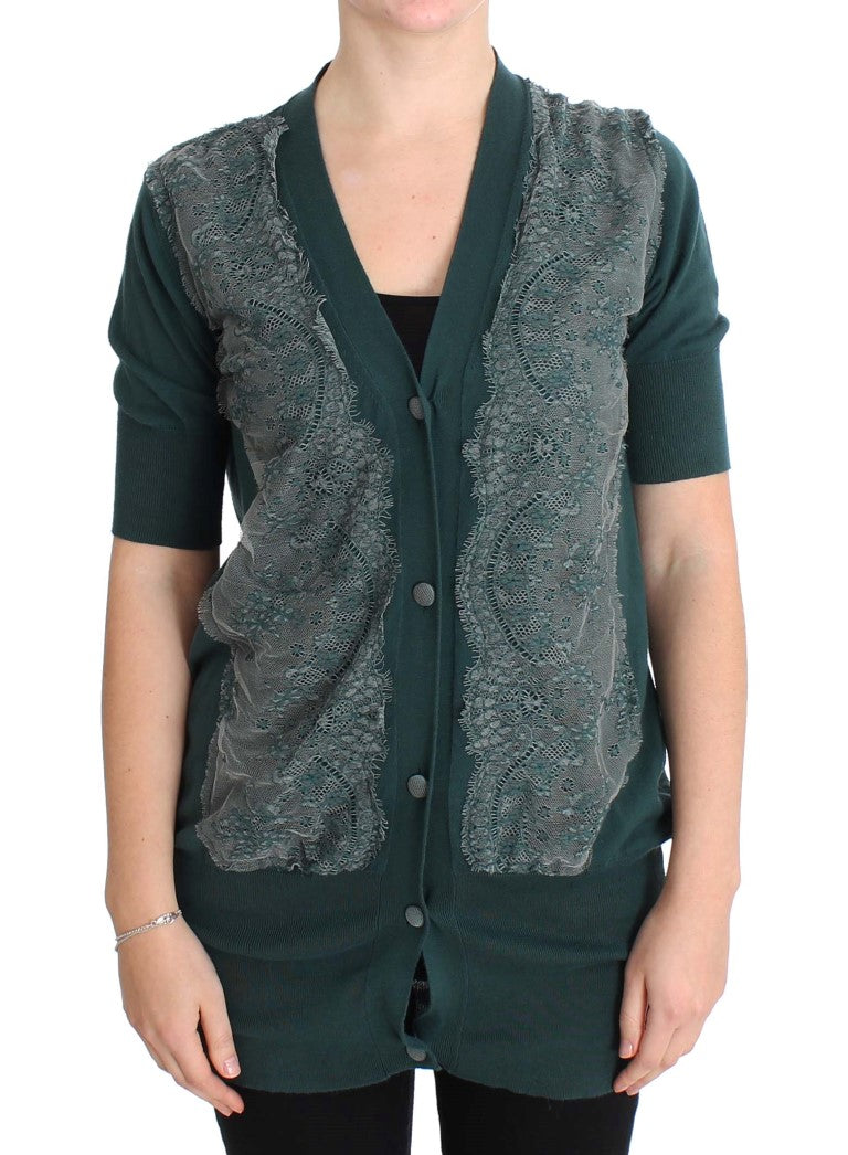 PINK MEMORIES Elegant Green Lace Cardigan Sweater - Elegance Online Limited