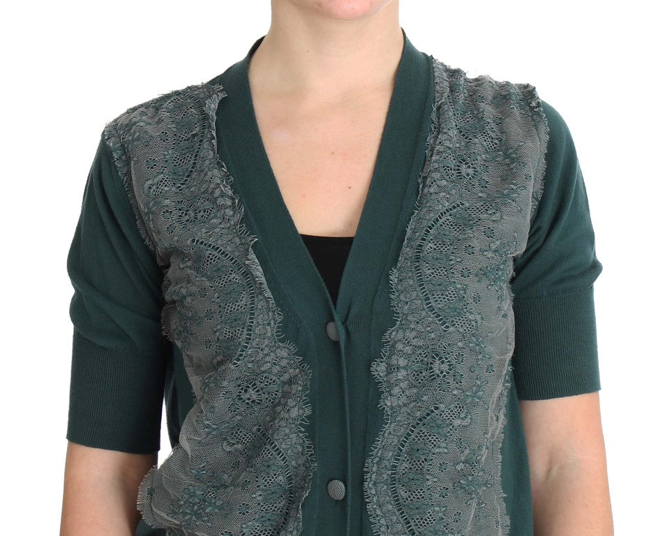 PINK MEMORIES Elegant Green Lace Cardigan Sweater - Elegance Online Limited