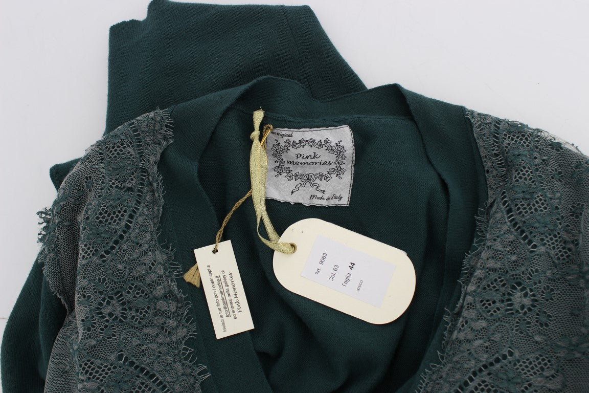 PINK MEMORIES Elegant Green Lace Cardigan Sweater - Elegance Online Limited