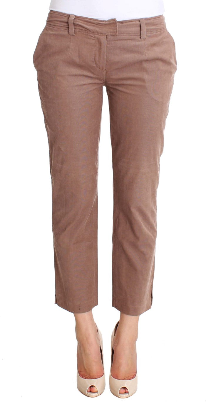 Costume National Chic Brown Cropped Corduroy Pants - Elegance Online Limited