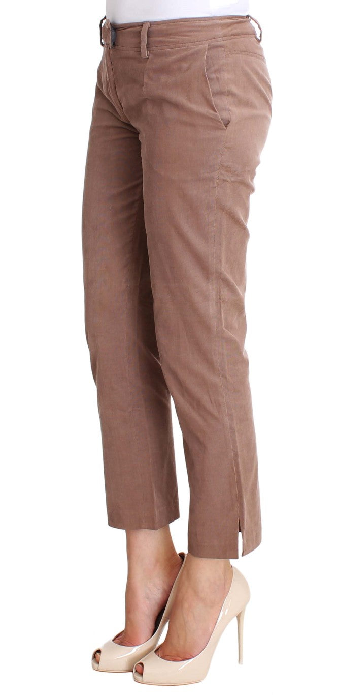 Costume National Chic Brown Cropped Corduroy Pants - Elegance Online Limited