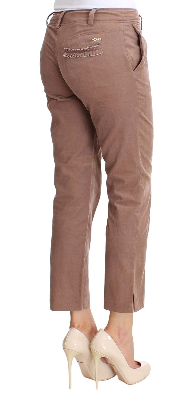 Costume National Chic Brown Cropped Corduroy Pants - Elegance Online Limited