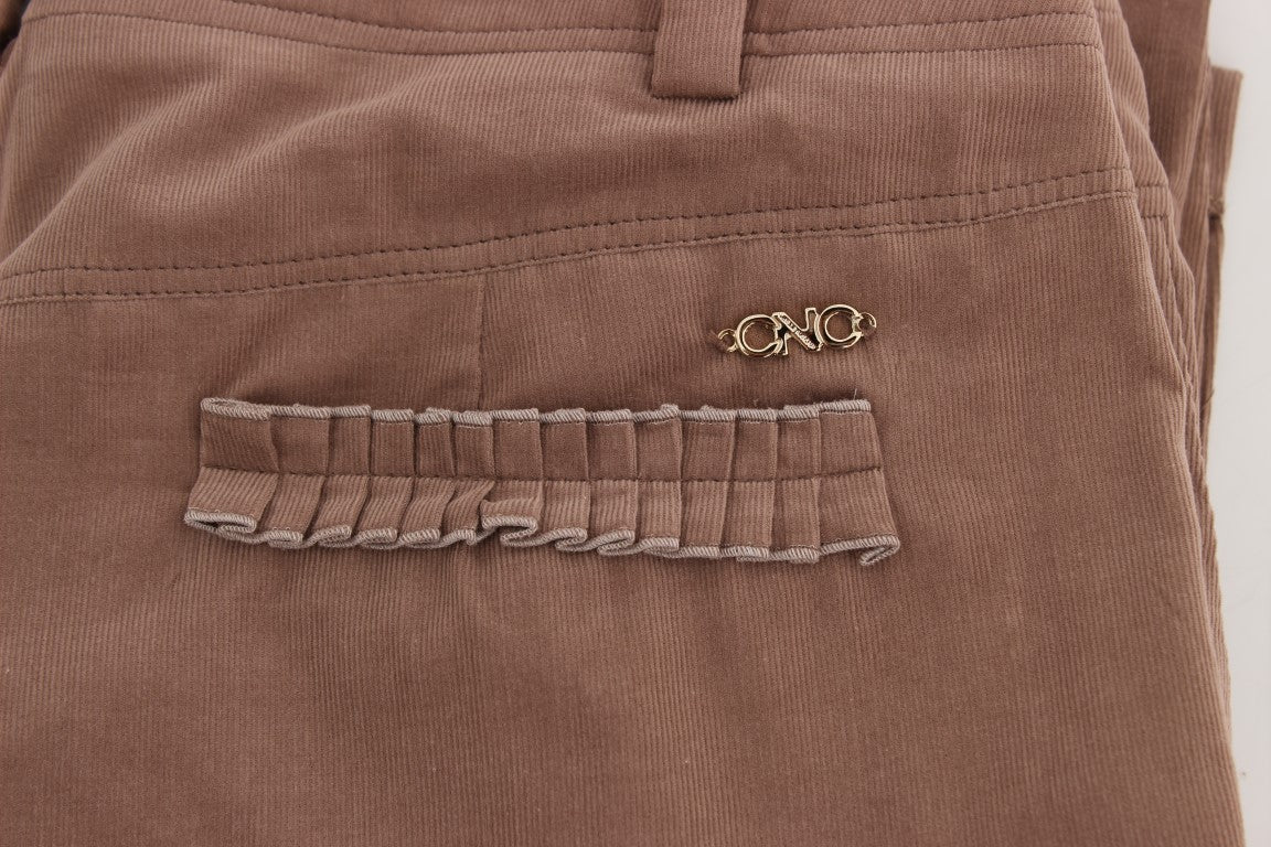 Costume National Chic Brown Cropped Corduroy Pants - Elegance Online Limited