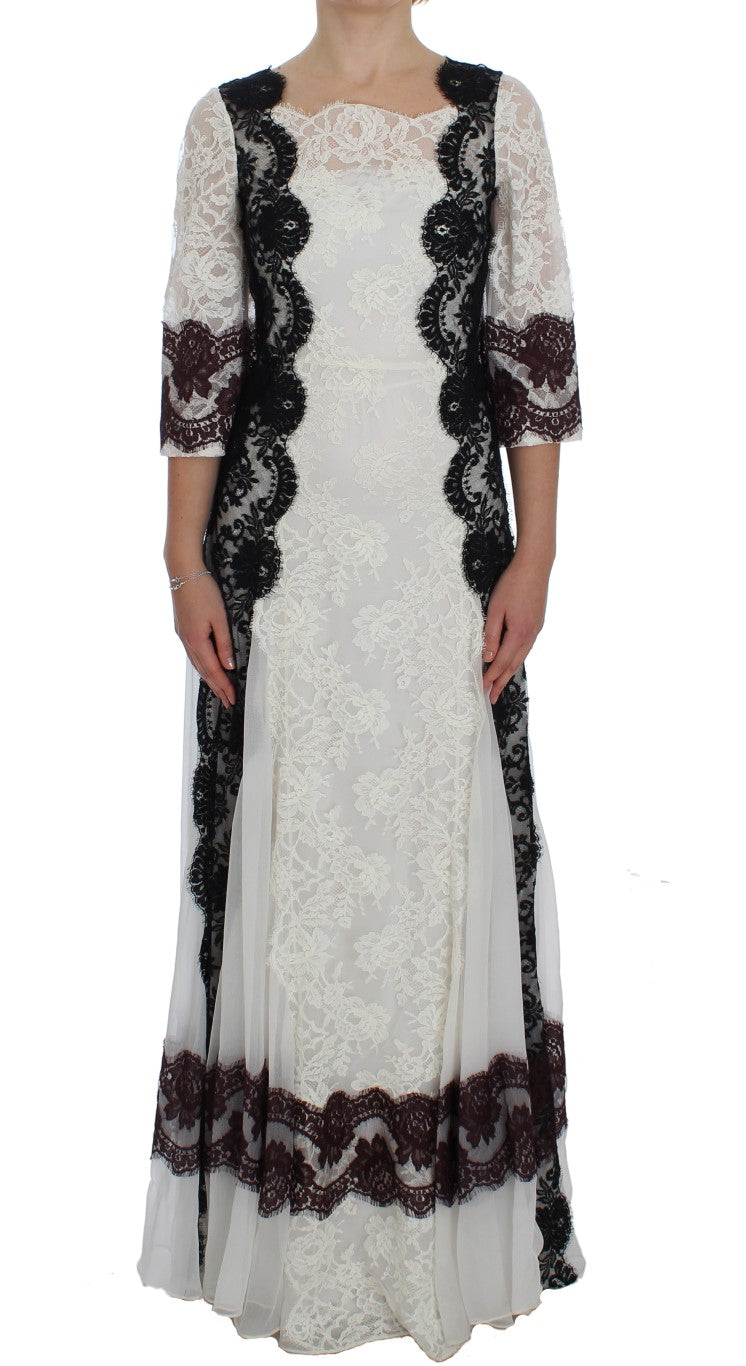 Dolce & Gabbana Floral Lace Silk Blend Maxi Dress - Elegance Online Limited
