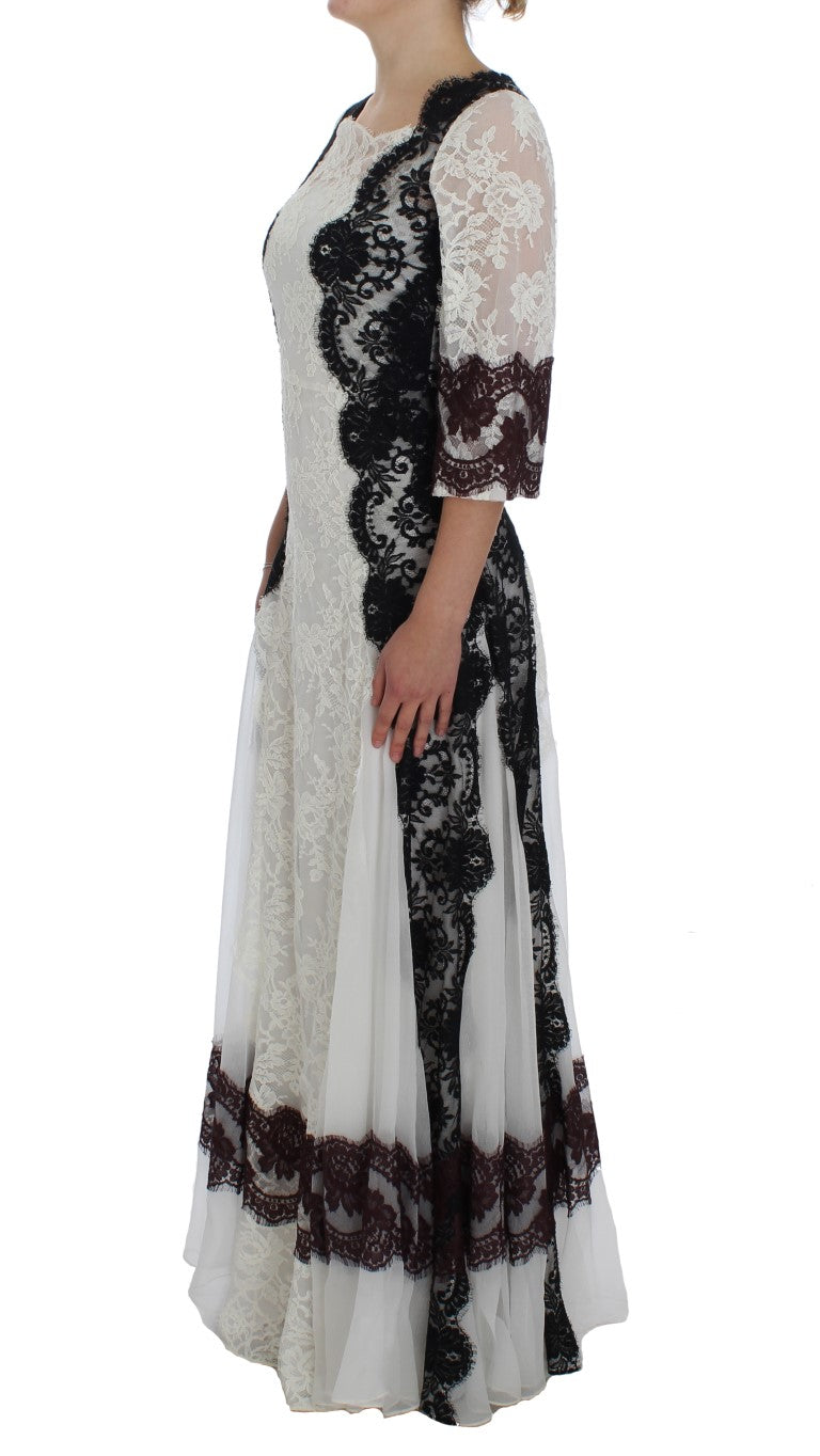 Dolce & Gabbana Floral Lace Silk Blend Maxi Dress - Elegance Online Limited