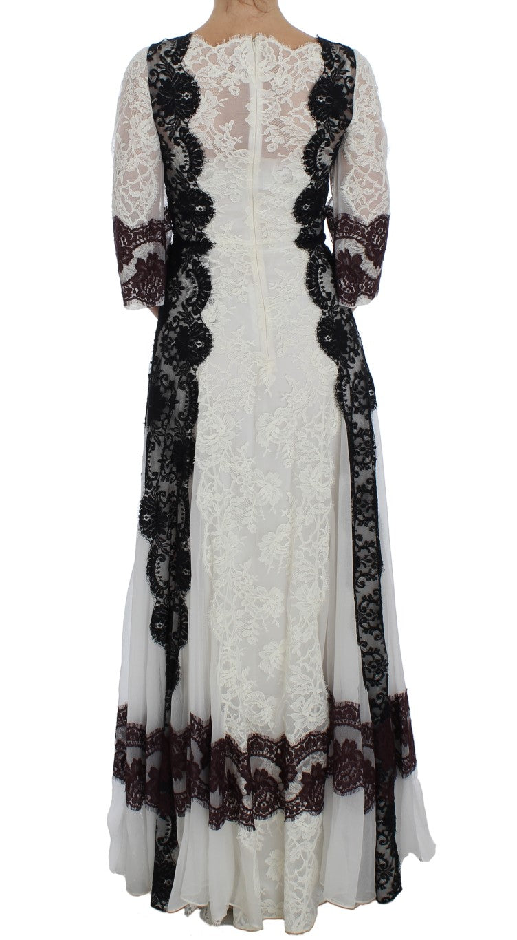 Dolce & Gabbana Floral Lace Silk Blend Maxi Dress - Elegance Online Limited