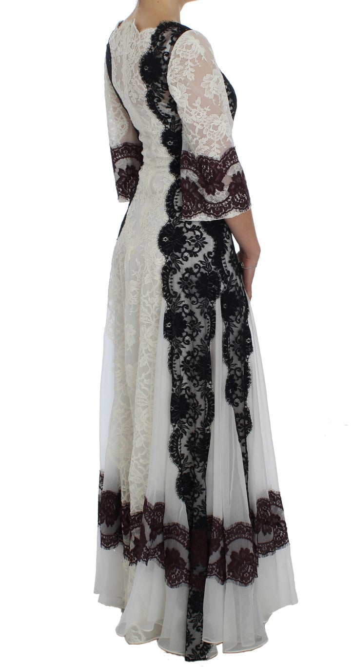 Dolce & Gabbana Floral Lace Silk Blend Maxi Dress - Elegance Online Limited