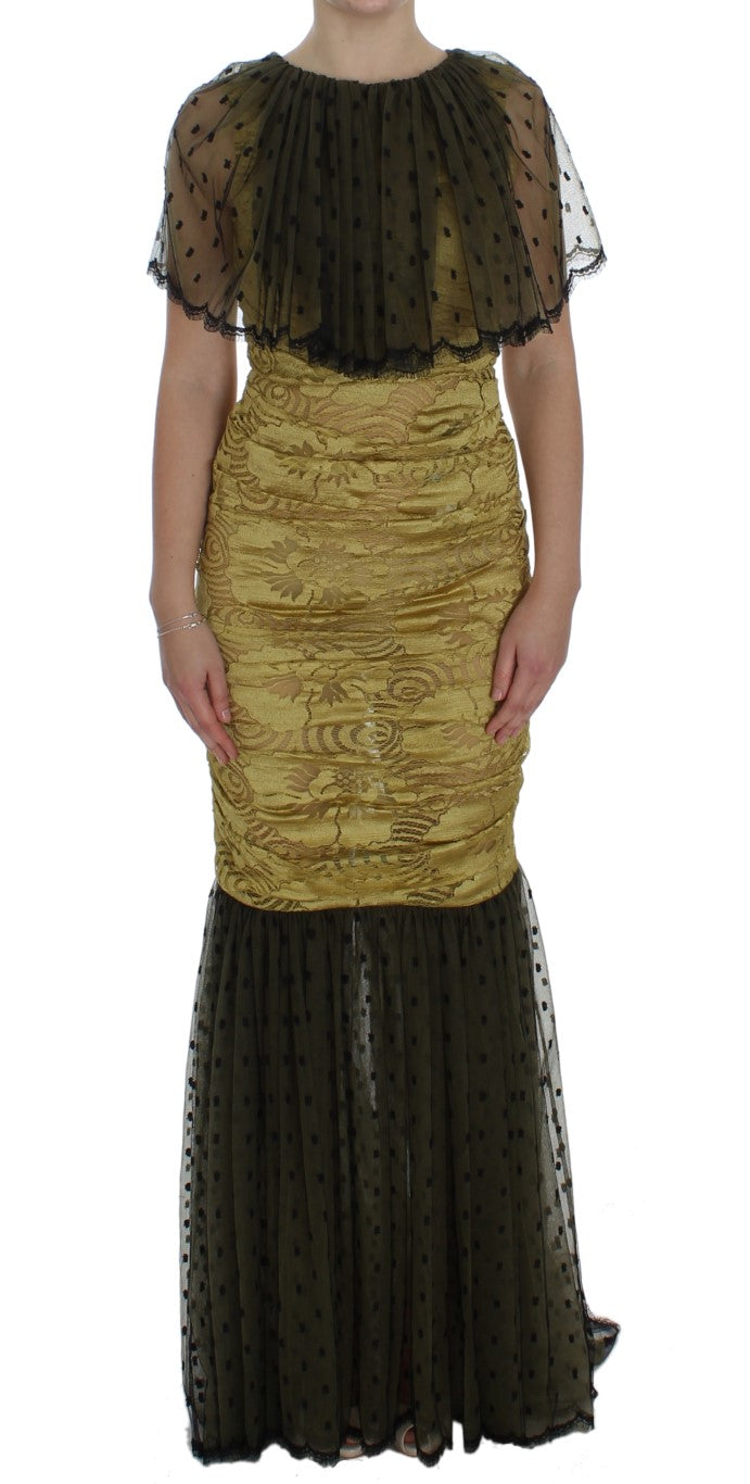 Dolce & Gabbana Yellow Floral Lace Sheath Dress - Elegance Online Limited