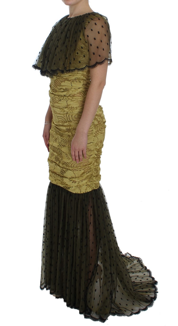 Dolce & Gabbana Yellow Floral Lace Sheath Dress - Elegance Online Limited