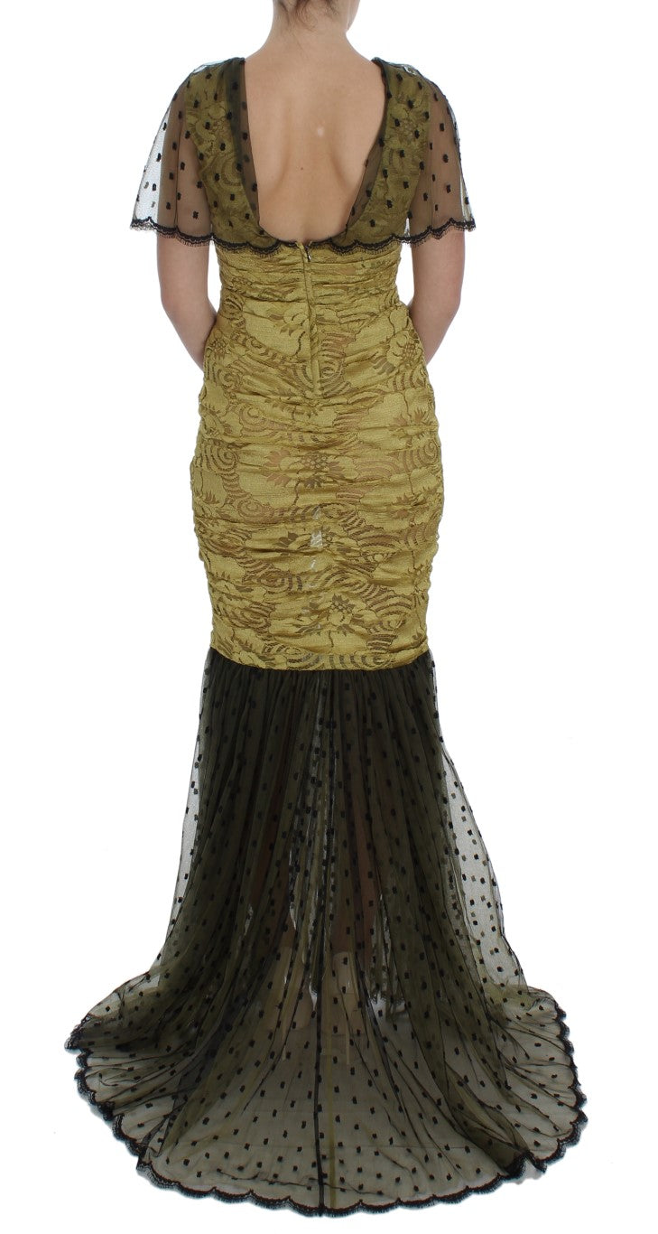 Dolce & Gabbana Yellow Floral Lace Sheath Dress - Elegance Online Limited