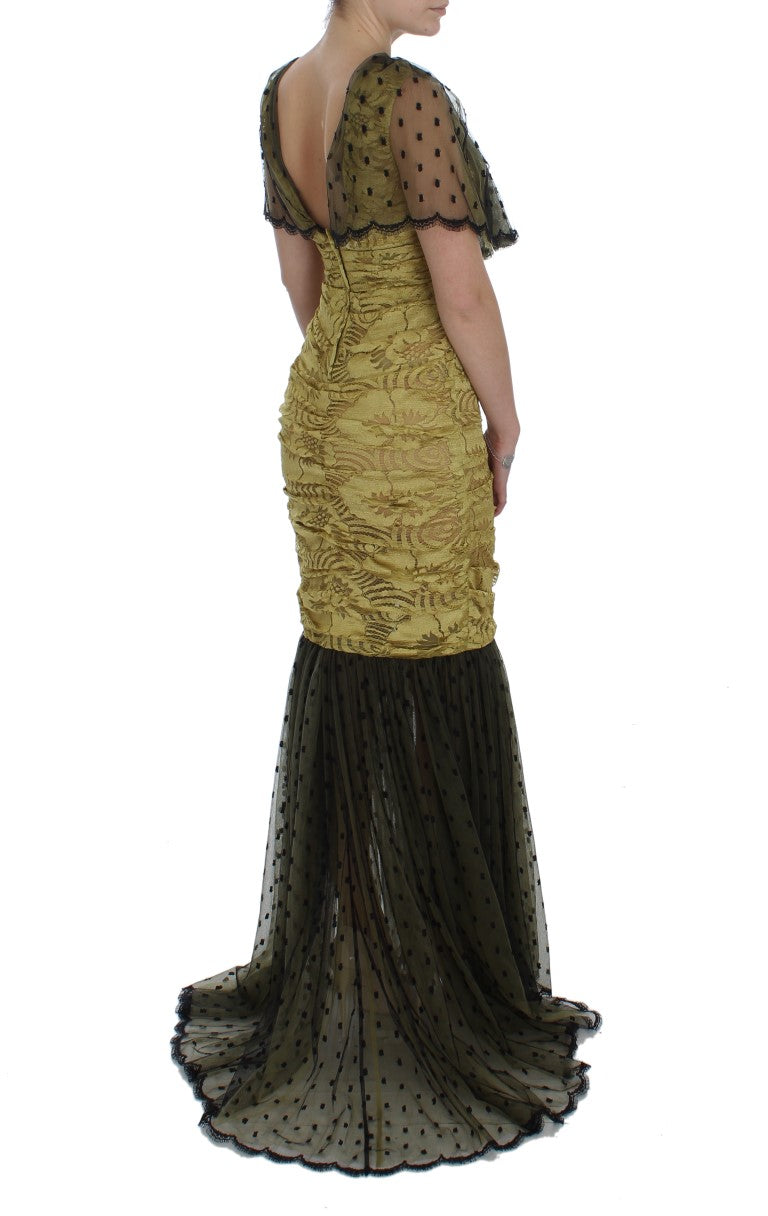 Dolce & Gabbana Yellow Floral Lace Sheath Dress - Elegance Online Limited