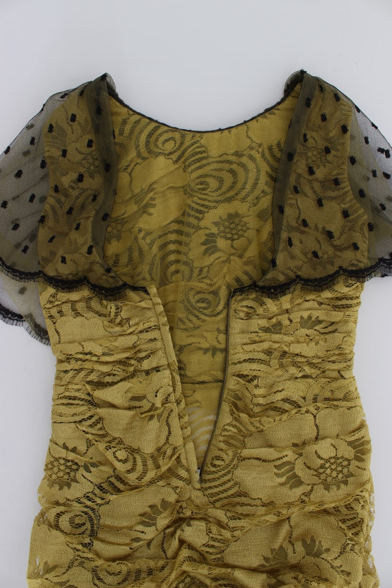 Dolce & Gabbana Yellow Floral Lace Sheath Dress - Elegance Online Limited