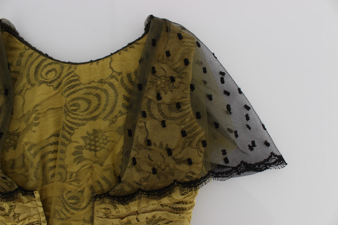 Dolce & Gabbana Yellow Floral Lace Sheath Dress - Elegance Online Limited
