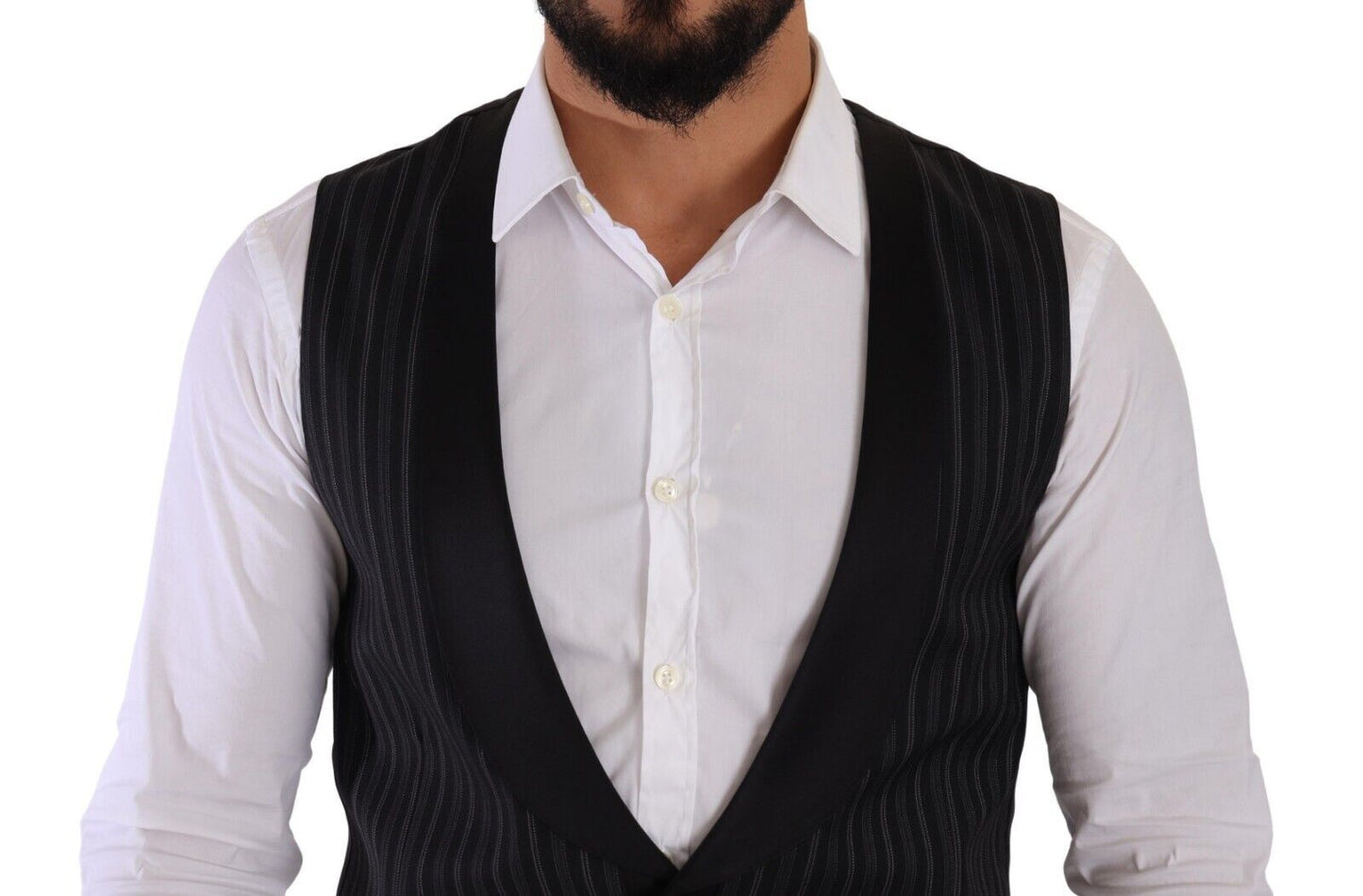 Dolce & Gabbana Elegant Striped Formal Dress Vest - Elegance Online Limited