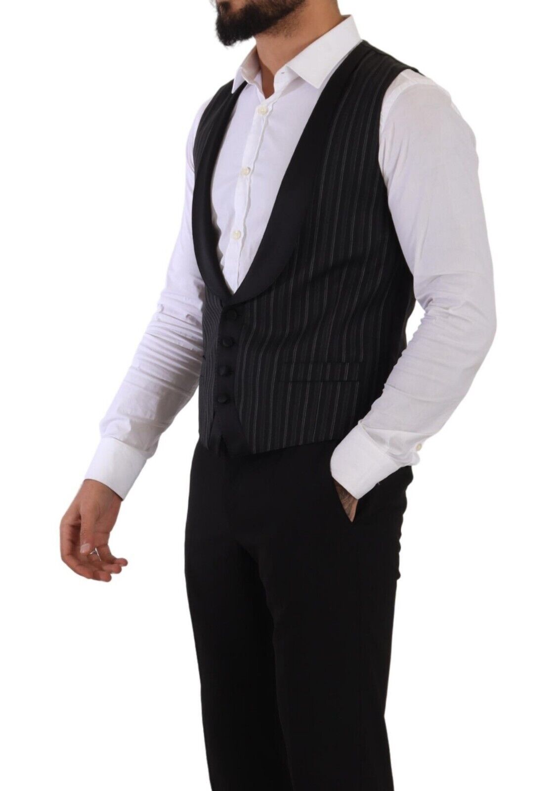 Dolce & Gabbana Elegant Striped Formal Dress Vest - Elegance Online Limited