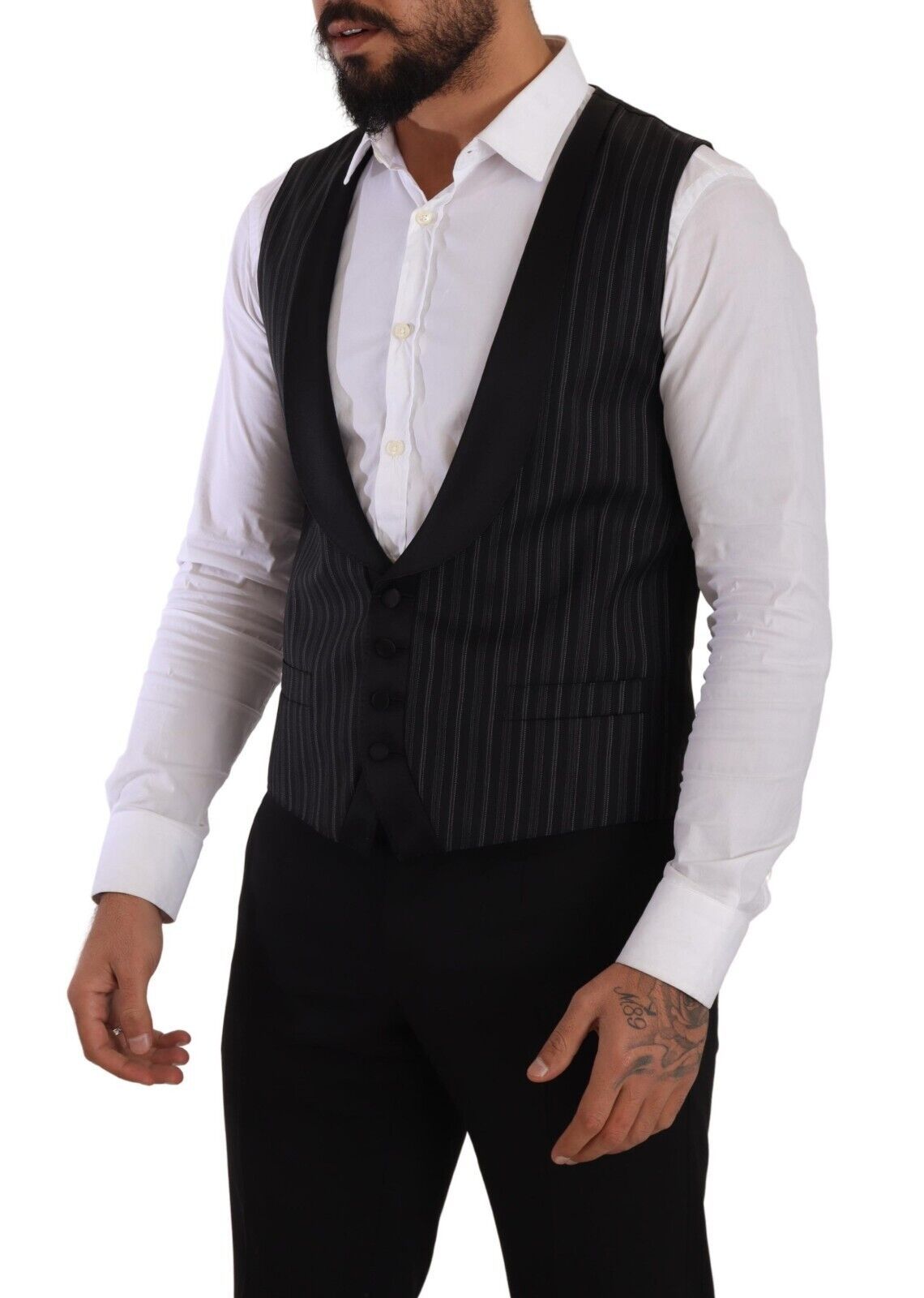 Dolce & Gabbana Elegant Striped Formal Dress Vest - Elegance Online Limited