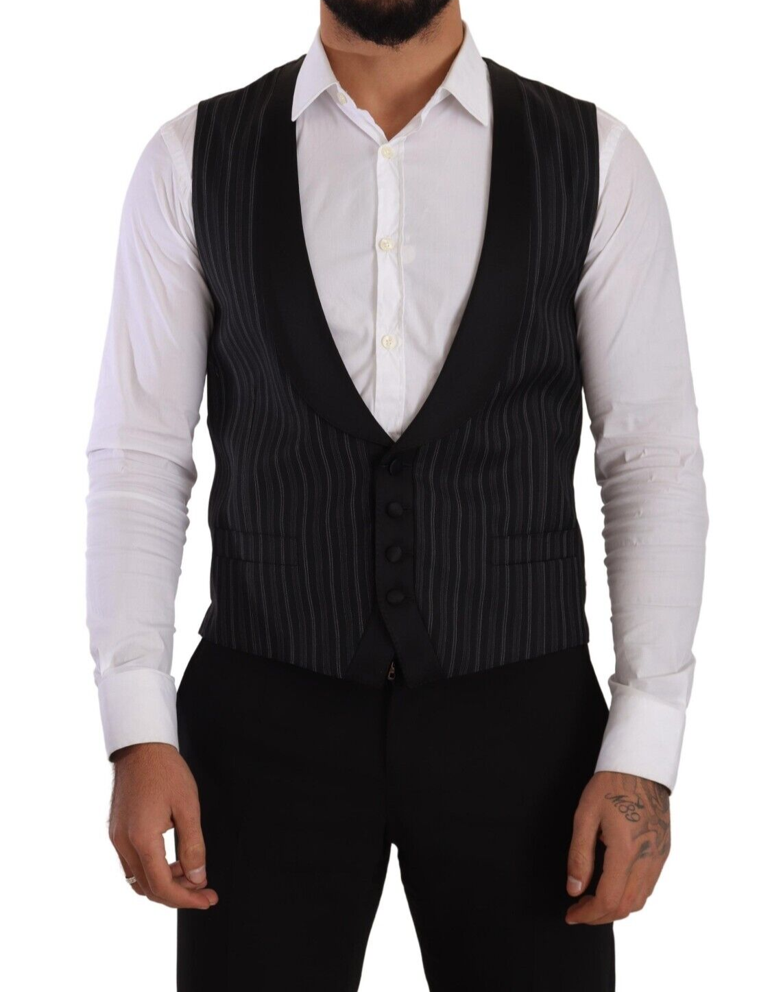 Dolce & Gabbana Elegant Striped Formal Dress Vest - Elegance Online Limited