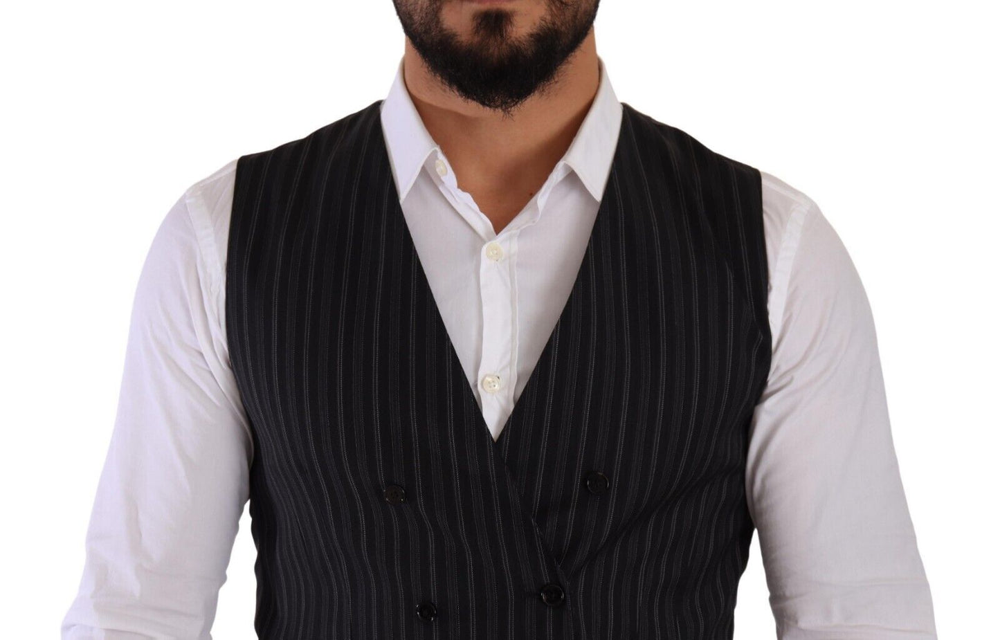 Dolce & Gabbana Elegant Striped Double-Breasted Dress Vest - Elegance Online Limited