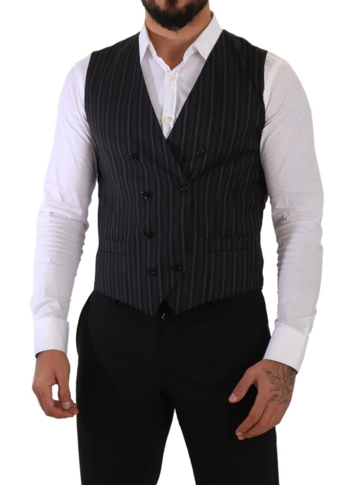 Dolce & Gabbana Elegant Striped Double-Breasted Dress Vest - Elegance Online Limited