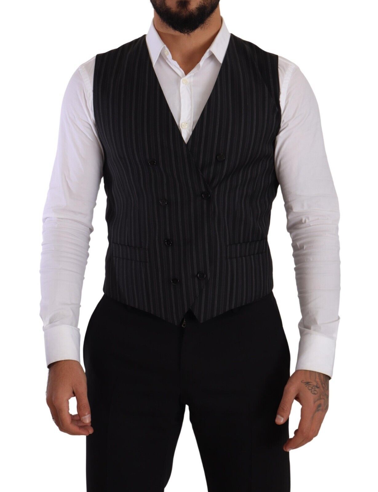 Dolce & Gabbana Elegant Striped Double-Breasted Dress Vest - Elegance Online Limited