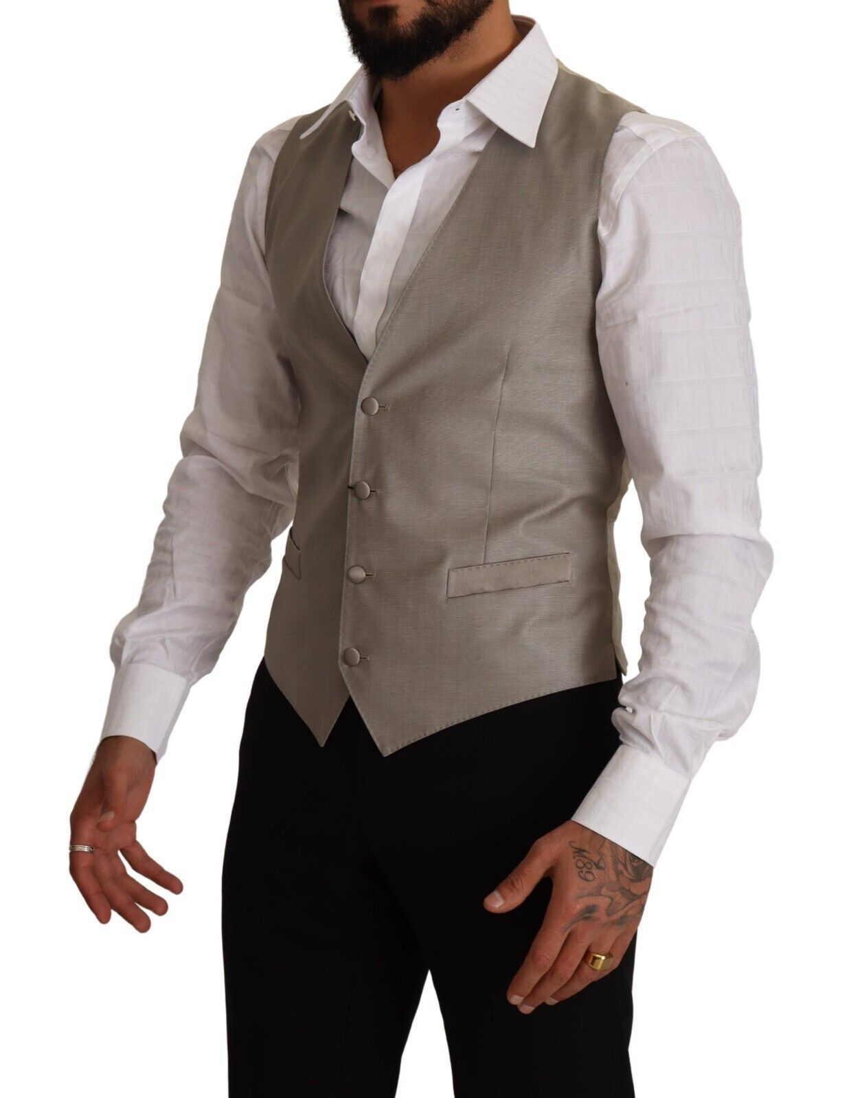 Dolce & Gabbana Elegant Single Breasted Dress Vest in Beige - Elegance Online Limited