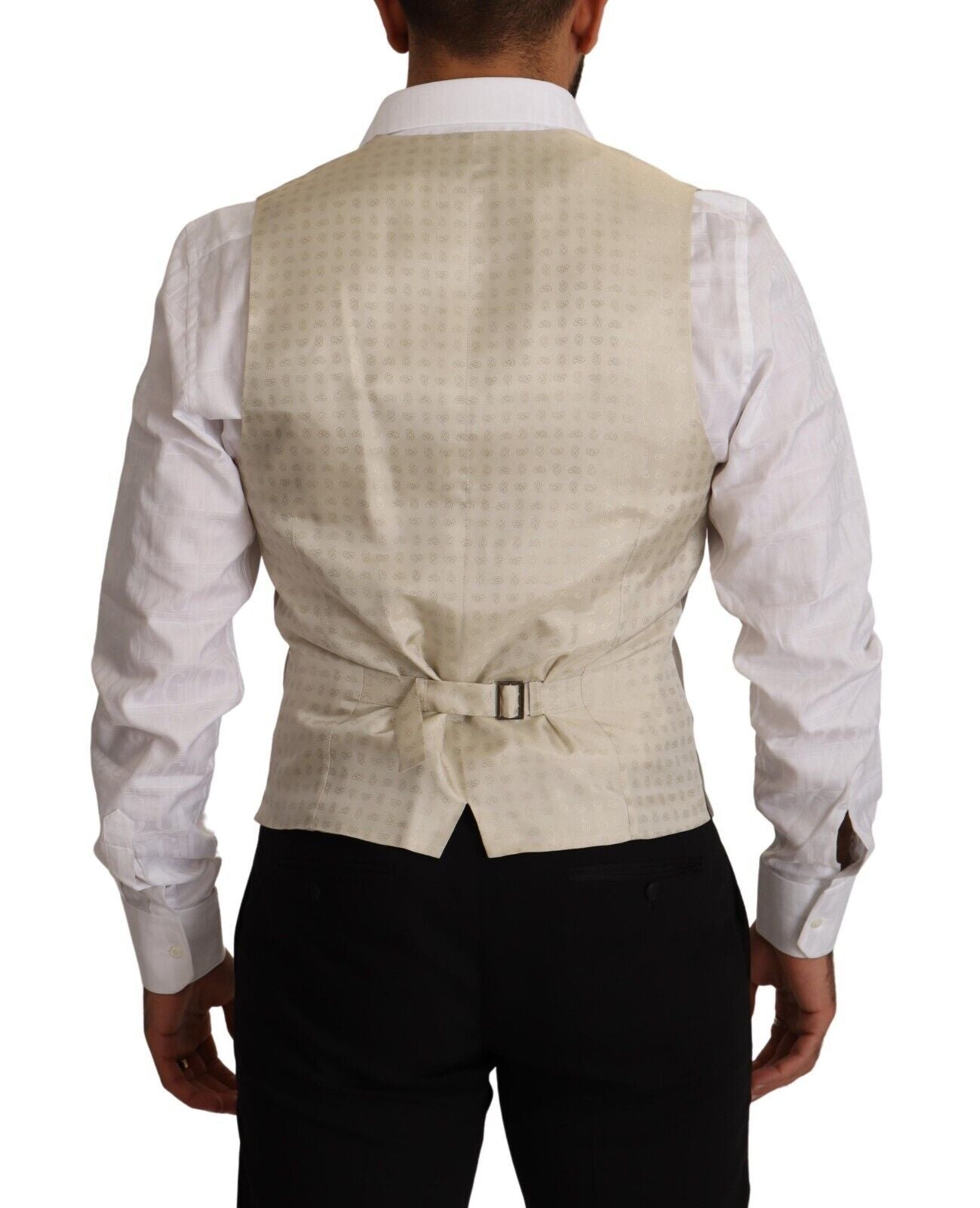 Dolce & Gabbana Elegant Single Breasted Dress Vest in Beige - Elegance Online Limited