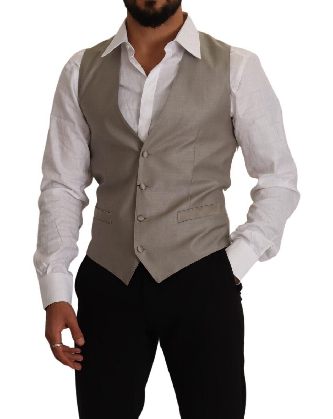 Dolce & Gabbana Elegant Single Breasted Dress Vest in Beige - Elegance Online Limited