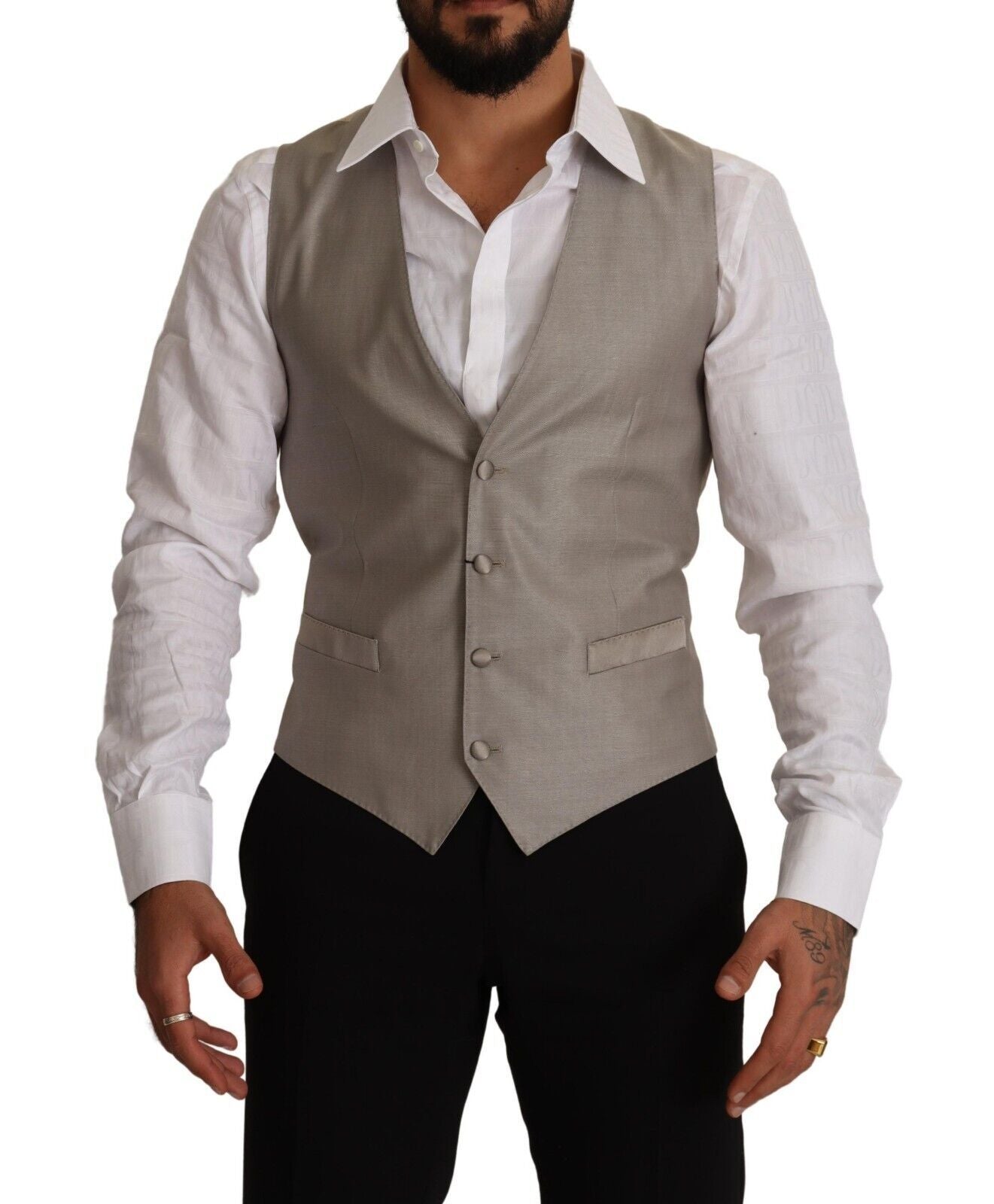 Dolce & Gabbana Elegant Single Breasted Dress Vest in Beige - Elegance Online Limited
