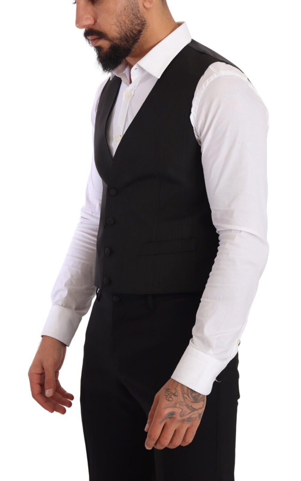 Dolce & Gabbana Elegant Gray Silk Dress Vest - Elegance Online Limited